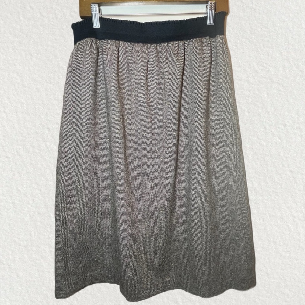 Vintage Wool Cotton Blend Brown Skirt